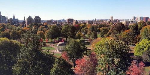 Boston Common Aerial with Skyline View - Boston, MA