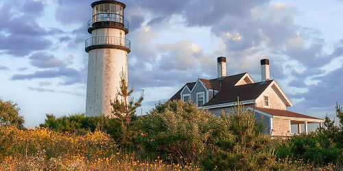Truro Coastal Lighthouse in Fall on Cape Cod, MA