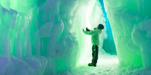 Green Cavern at Ice Castles in North Woodstock, NH - Photo Credit Mary Siversten